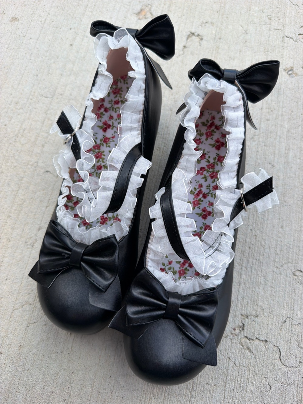 Black Bow Mary Jane Heeled Shoe  for Women
